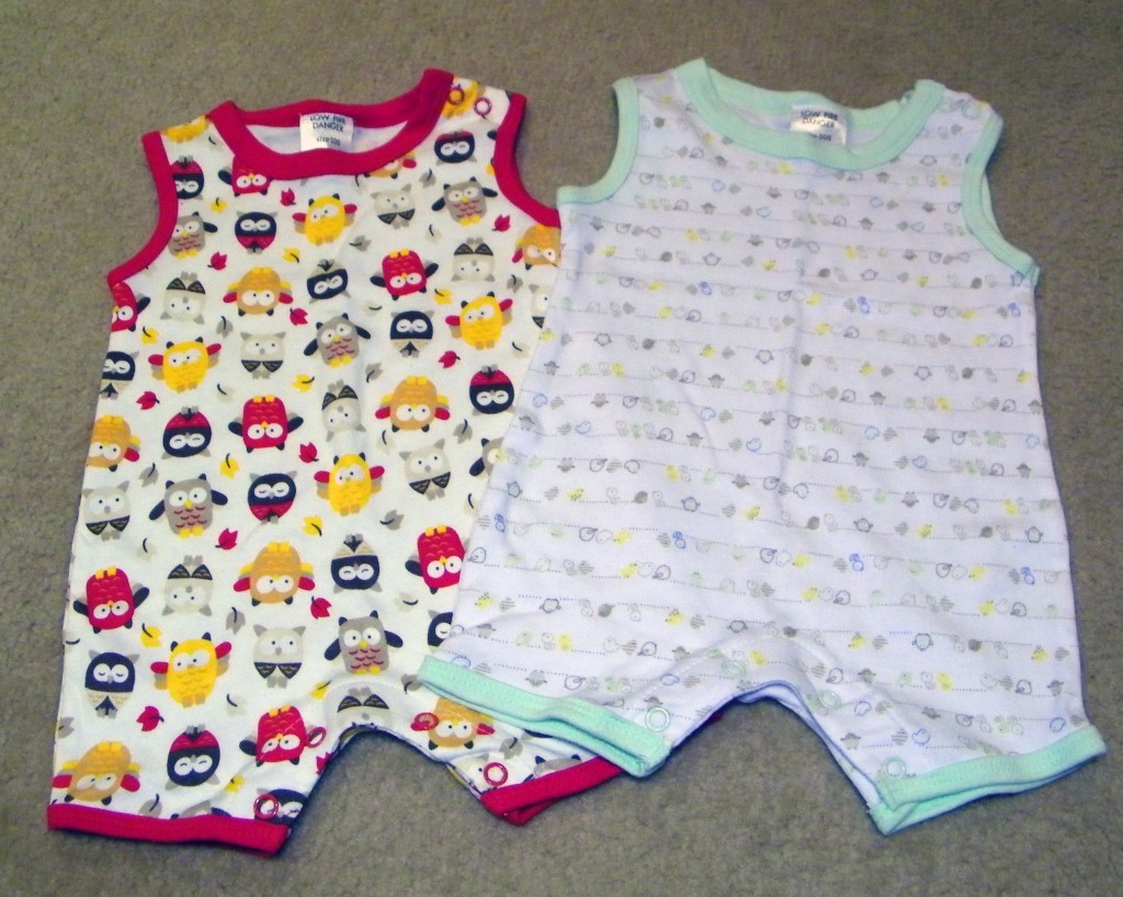 Owl and Birdie Rompers Bought for Addison