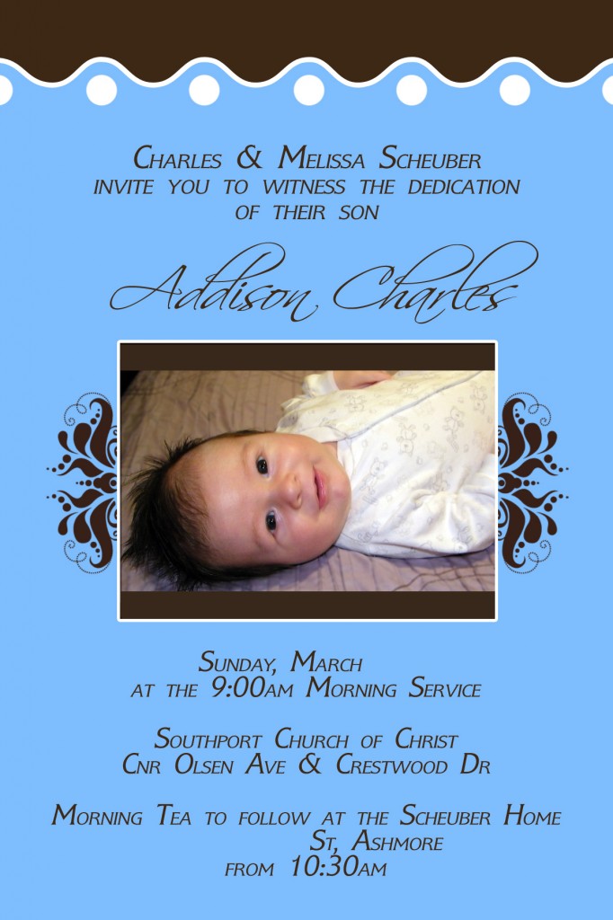 Addison's Dedication Invitation